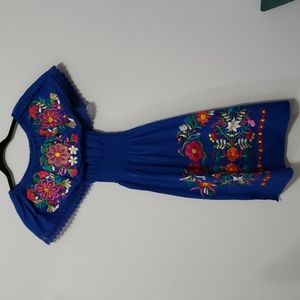 Royal blue off shoulder mexican dress